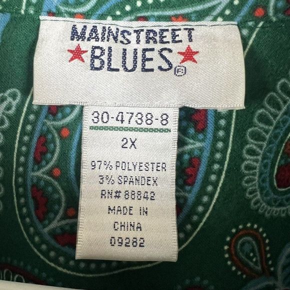 Mainstreet Blues Paisley Print Button Shirt Plus Size 2X Thick Long Sleeve - Picture 7 of 7